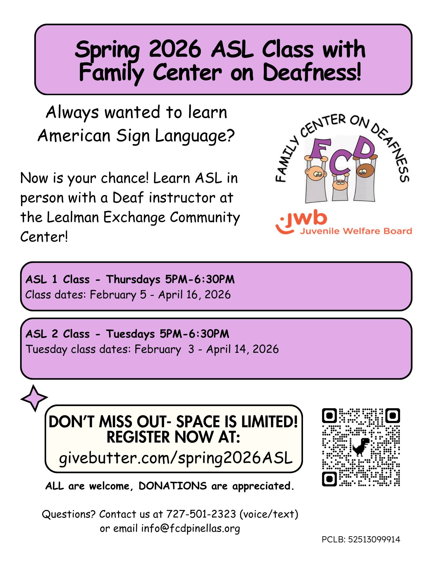 Flyer for ASL classes