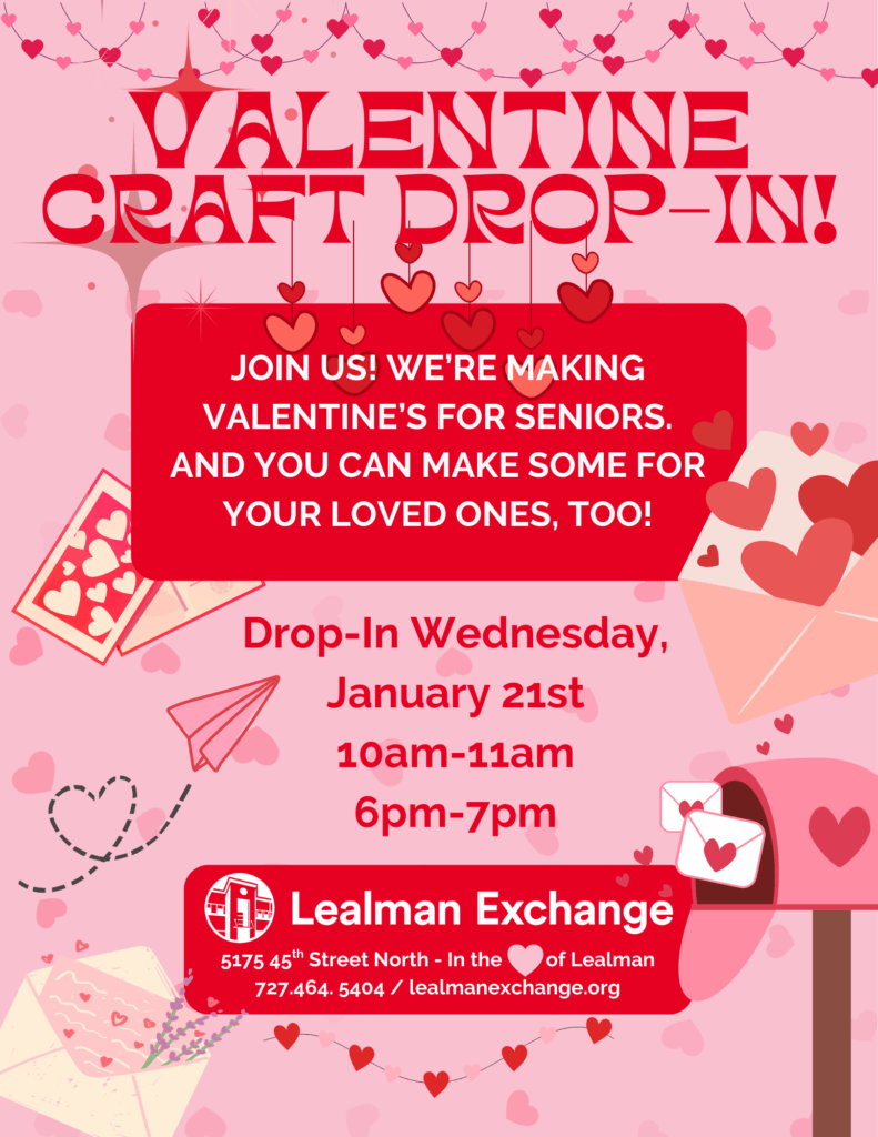 Flyer advertising a craft drop-in event