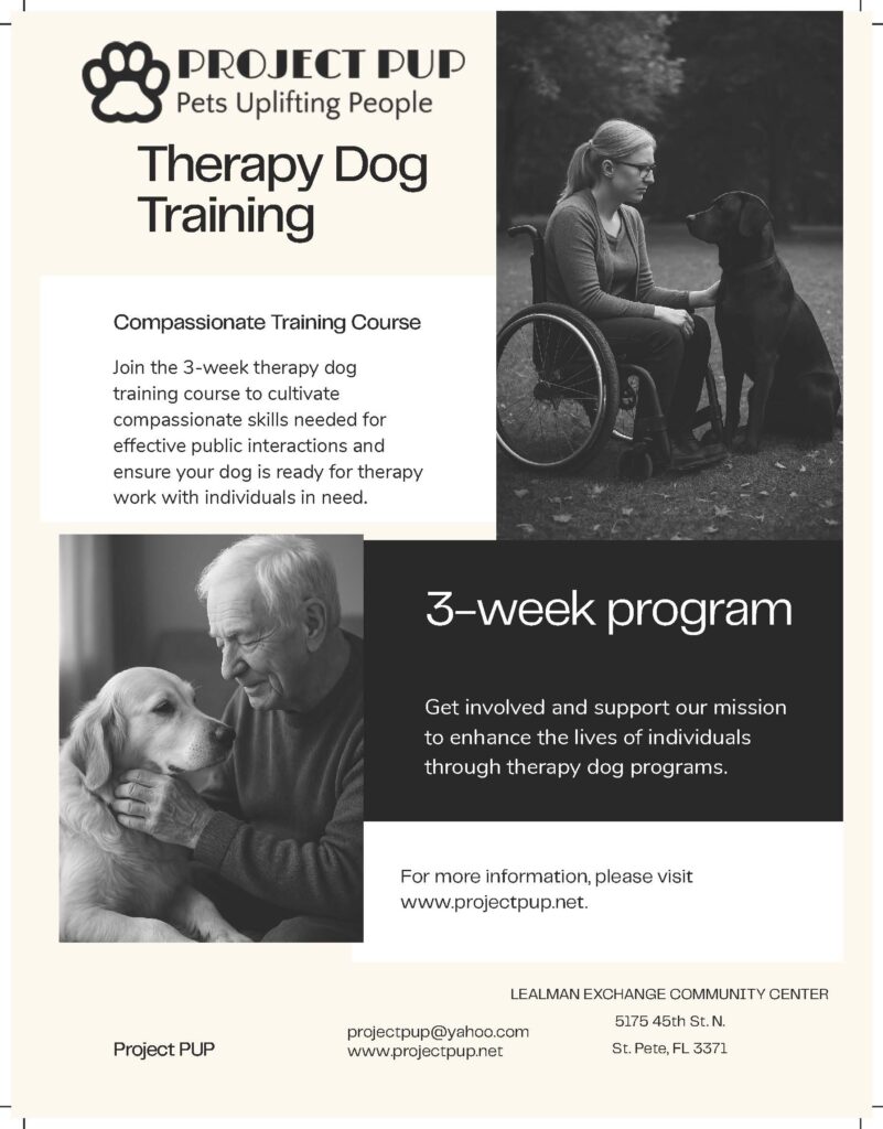Therapy dog training flyer