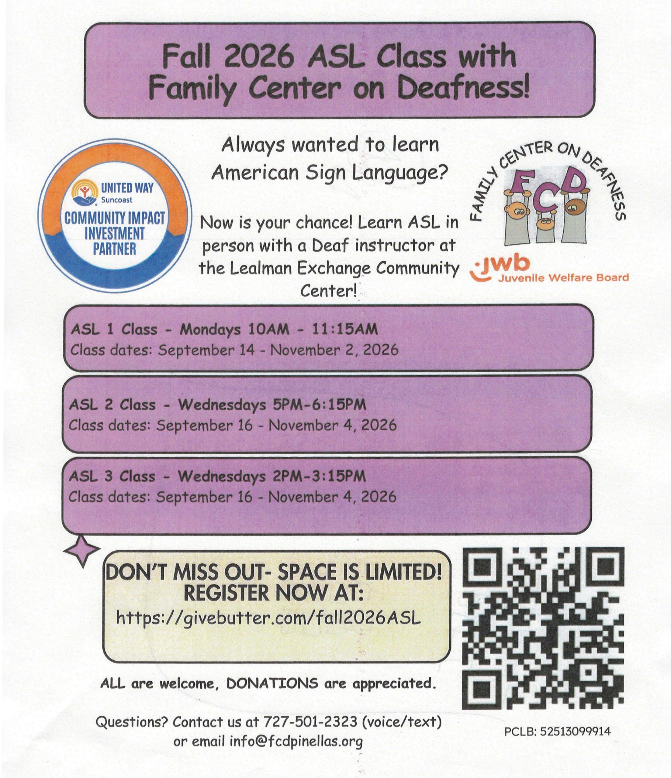 Fall 2026 ASL Lessons