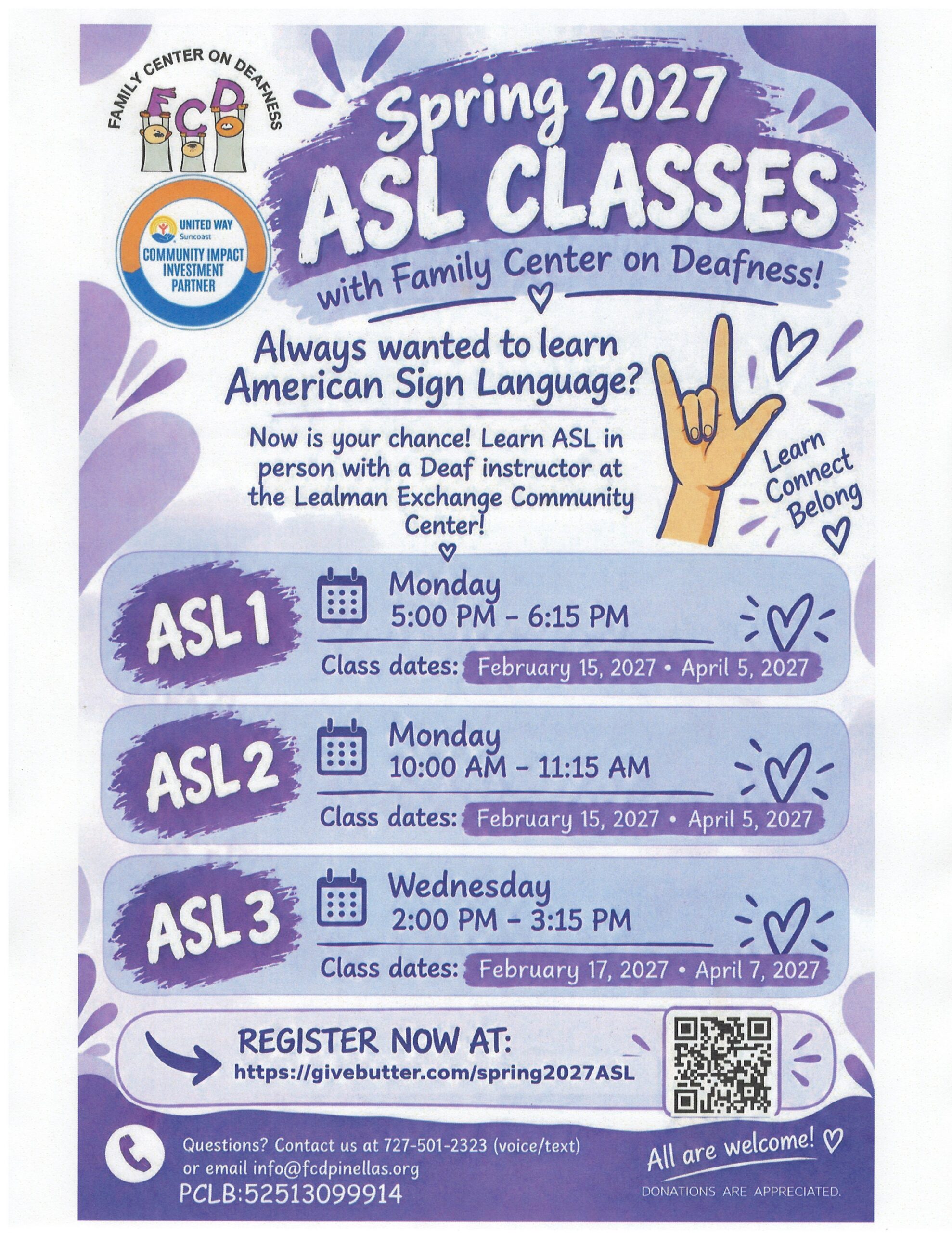 Flyer for ASL classes